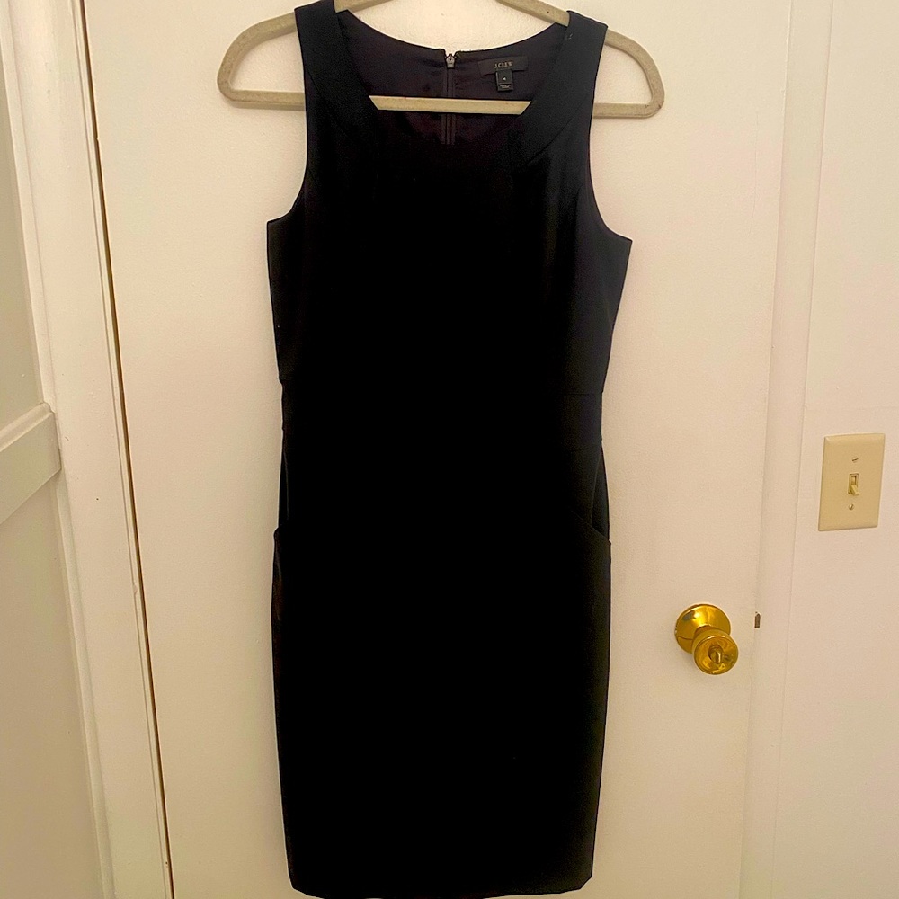 J. Crew fitted silhouette dress black with pockets